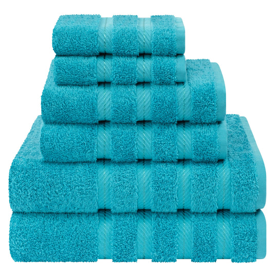 American Soft Linen Juego de baño de lujo de 6 piezas, toallas 100% algodón turco en azul aguamarina