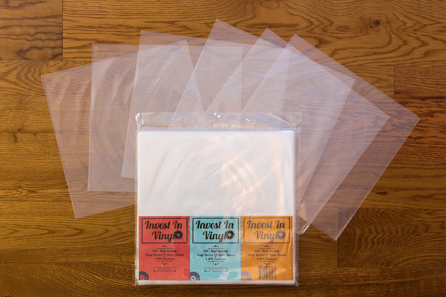 Invest In Vinyl 100 Fundas exteriores protectoras de plástico transparente LP 3 Mil. Las fundas para discos de vinilo de 12,75 x 12,5 pulgadas brindan a su colección de LP la protección adecuada