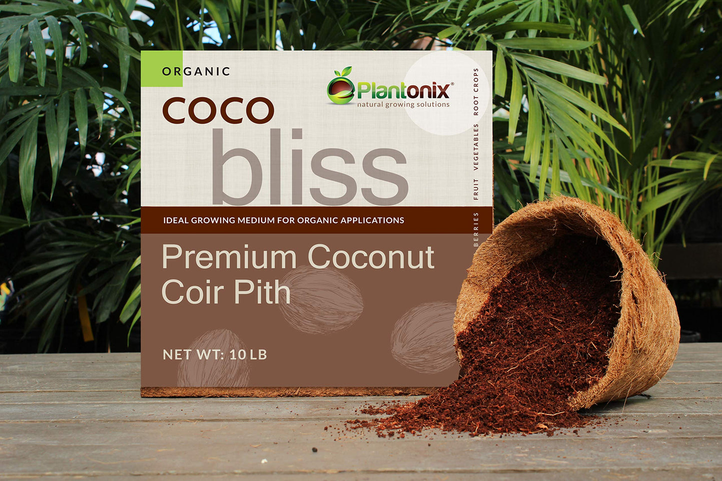 Coco Bliss Coco Coir (10 libras) + Perlita Bliss (24 Qt) - Médula de coco comprimida - Perlita hortícola - Suelo de coco renovable para flores, plantas y jardinería - Enmiendas de suelo listadas por OMRI