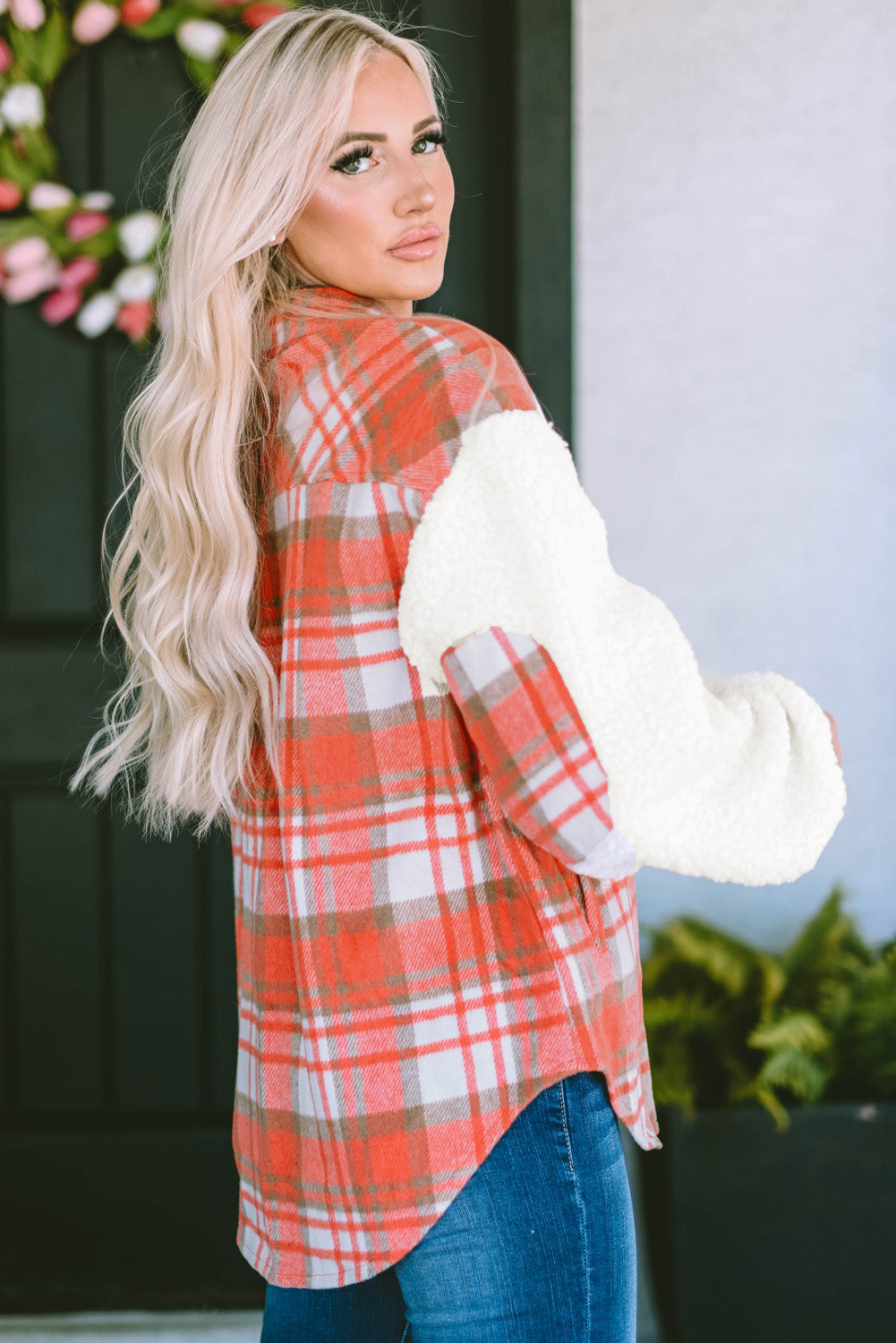 Plaid Button Down Jacket with Pockets