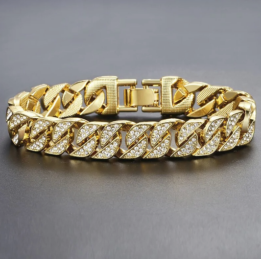 Pulsera de cadena cubana Miami Curb para hombre en oro