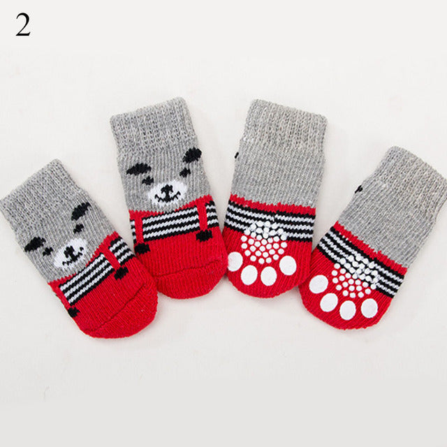 Juego de 4 piezas de calcetines tejidos para mascotas