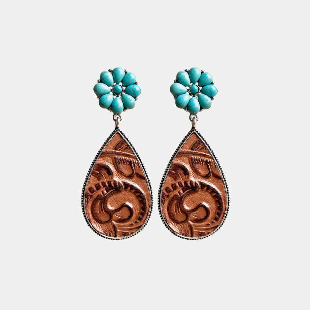 Turquoise Flower Teardrop Earrings