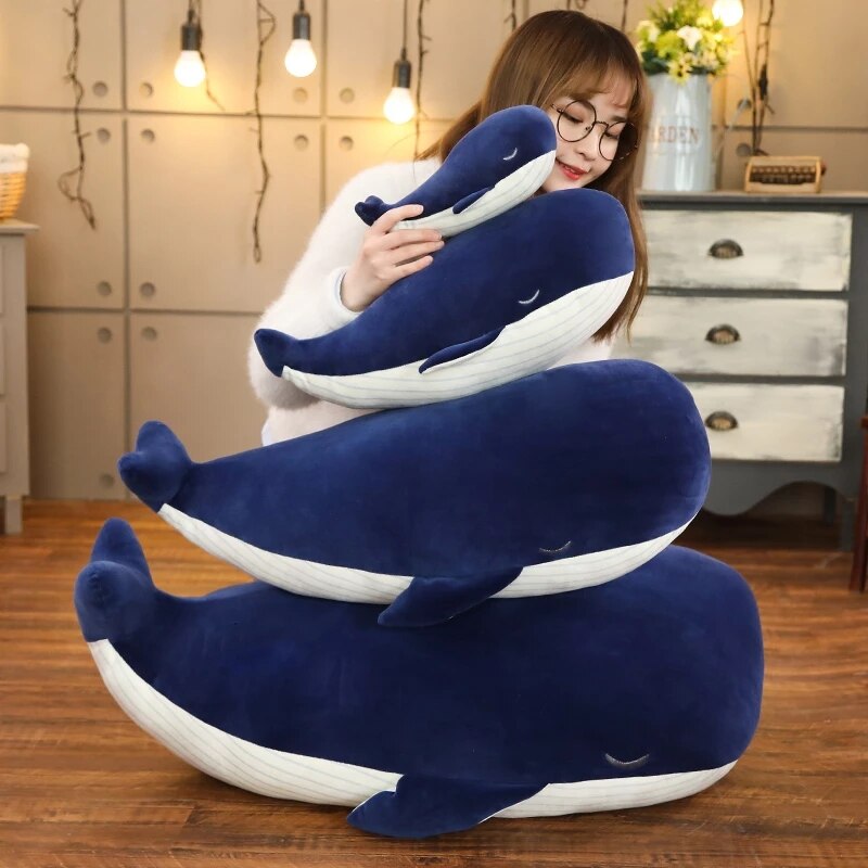 Peluches suaves de ballena azul
