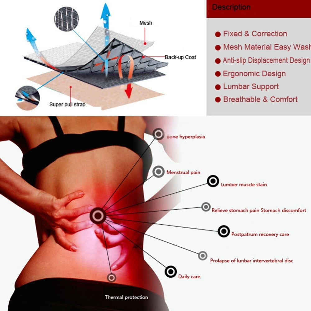 Cinturón de soporte de cintura trasera con terapia magnética