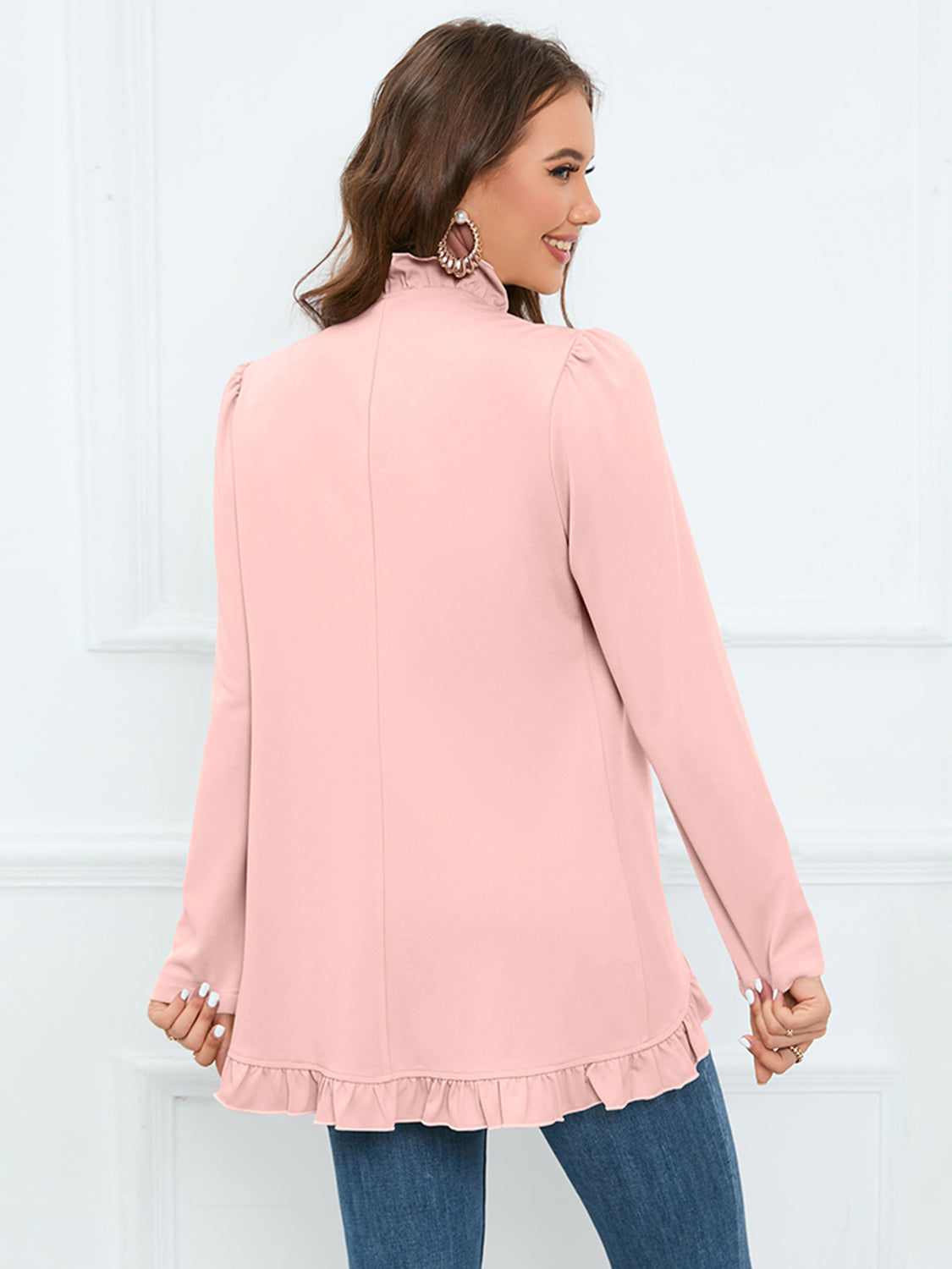 Ruffled Long Sleeve Blazer